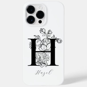 Coque Pour Pour iPhone 14 Pro Max Lettre de monogramme floral botanique H Nom