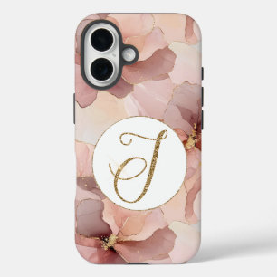 Coques iPhone 16 LETTRE DE Parties scintillant D'OR Floral Rose JF