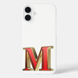 Coques iPhone 16 Plus Lettre en verre rouge M