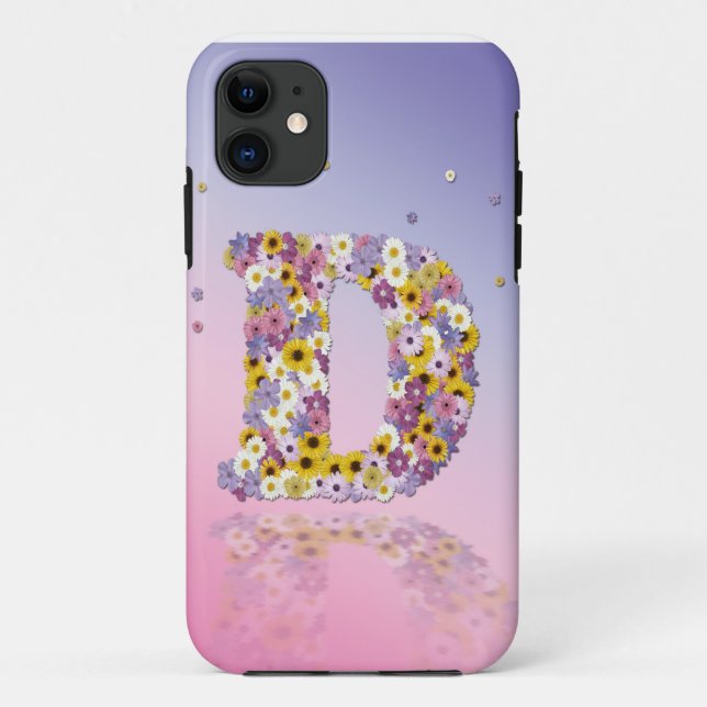 Coques Case-Mate iPhone Lettre Fleur D (Dos)