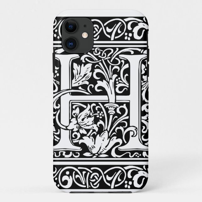 Coques Case-Mate iPhone Lettre H Monogramme médiéval Art Nouveau (Dos)