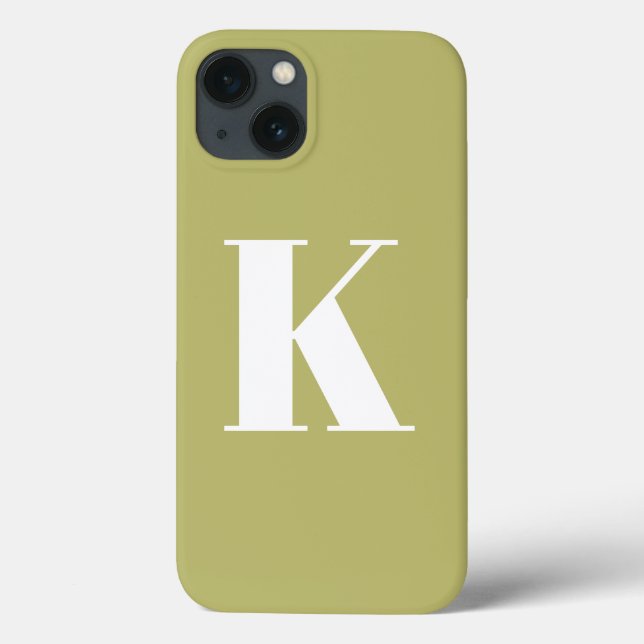 Coques Case-Mate iPhone Lettre initiale Monogramme Style moderne Olive Gre (Verso)