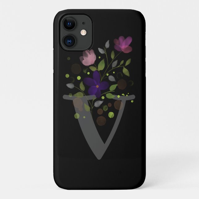 Coques Case-Mate iPhone Lettre initiale V Plus Design floral (Dos)