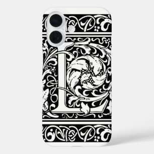 Coques iPhone 16 Lettre L Monogramme Art Nouveau Médiéval