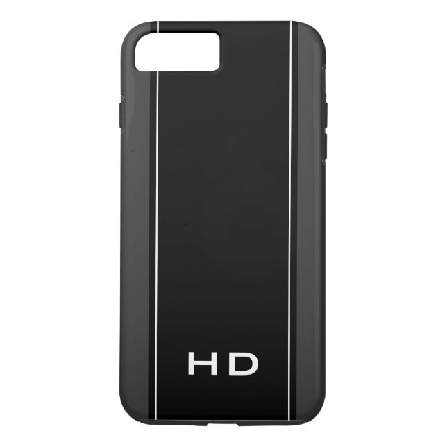Coques Case-Mate iPhone Lettre monogramme moderne noir personnalisé hommes (Dos)