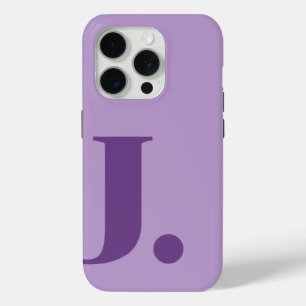 Coque iPhone 15 Pro Lettre monogramme violet couleur de base minimalis