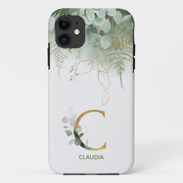 Coques Case-Mate iPhone Lettre monographie C Élégante verdure (Dos)
