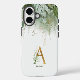 Coques iPhone 16 LETTRE MONOGRAPHIQUE Élégante A VERTE