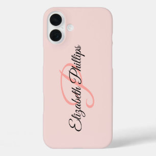 Coques iPhone 16 Plus LETTRE MONOGRAPHIQUE Rose Fille Élégante
