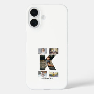 Coques iPhone 16 Lettre noire et blanche K - Collage photo