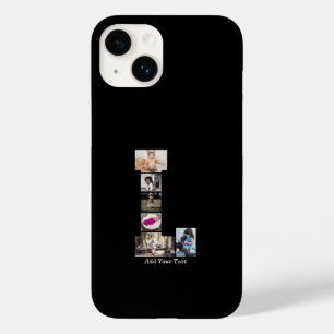 Coque Pour iPhone 14 Lettre noire et blanche L Photo Collage