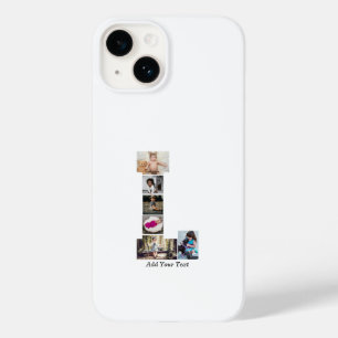 Coque Pour iPhone 14 Lettre noire et blanche L Photo Collage