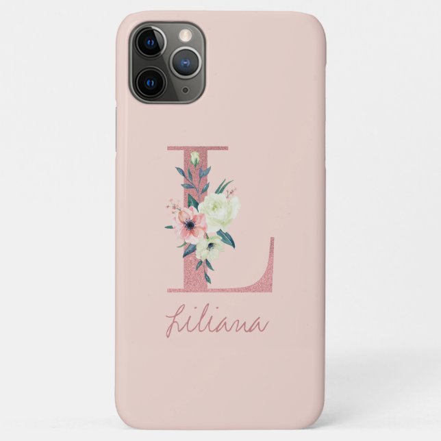 Coques Case-Mate iPhone Lettre Parties scintillant rose monogramme L rose  (Dos)