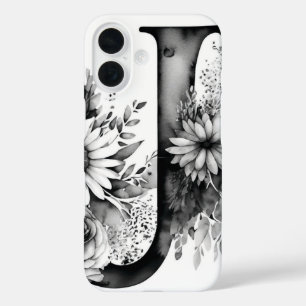 Coques iPhone 16 Lettre personnalisée J Elégante aquarelle florale
