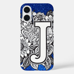 Coques iPhone 16 Lettre personnalisée J Élégante Parties scintillan