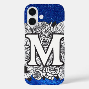 Coques iPhone 16 Lettre personnalisée M Élégante Parties scintillan