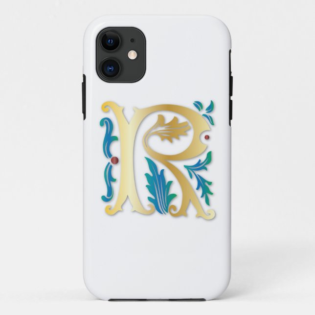 Coques Case-Mate iPhone Lettre R Monogramme Fleur de lis (Dos)