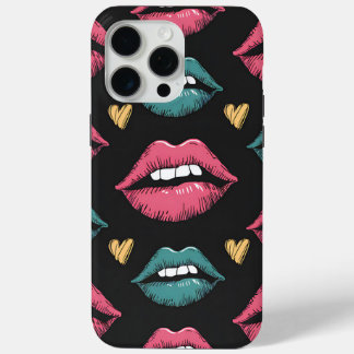 Coque iPhone 15 Pro Max Lèvres et coeurs Retro Pop Art