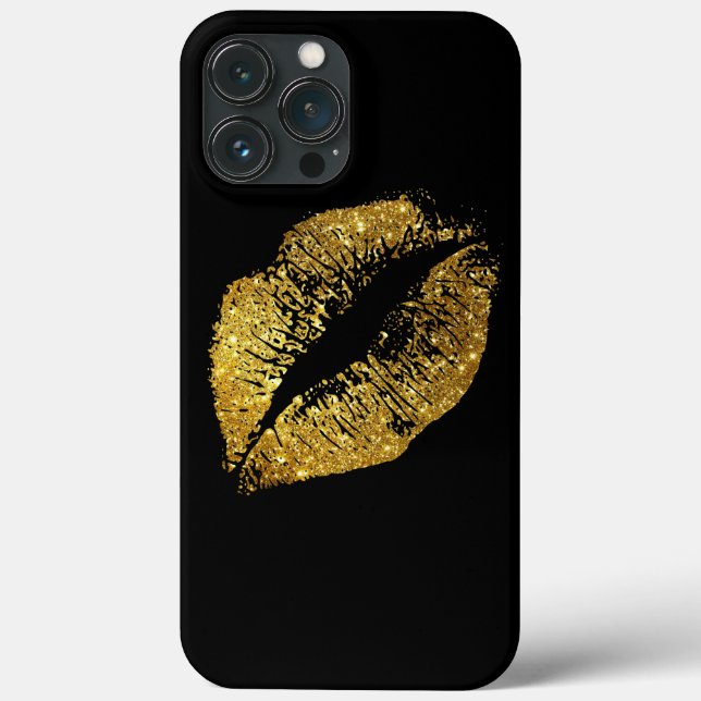 Coques Case-Mate iPhone Lèvres Pailletées Or (Verso)
