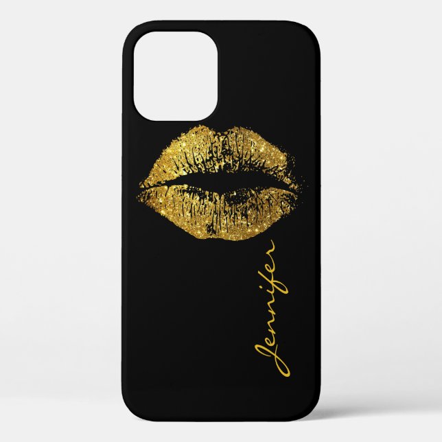 Coques Case-Mate iPhone Lèvres Pailletées Or (Verso)
