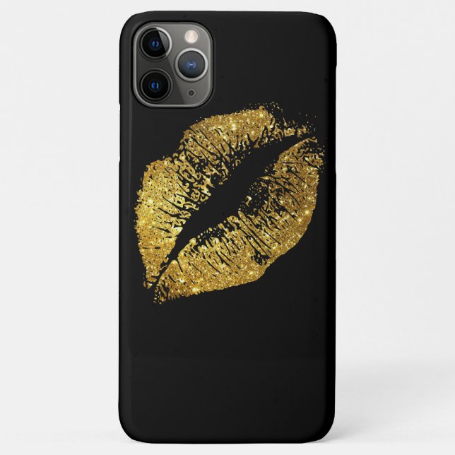 Coques Case-Mate iPhone Lèvres Pailletées Or (Dos)