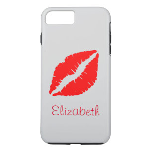 Coque iPhone 7 Plus Lèvres rouges blanches personnalisées simples