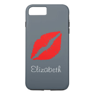Coque iPhone 7 Plus Lèvres rouges gris personnalisées simples