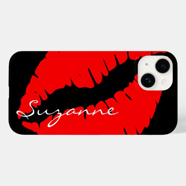 Coques Case-Mate iPhone Lèvres rouges personnalisées (Verso (horizontal))