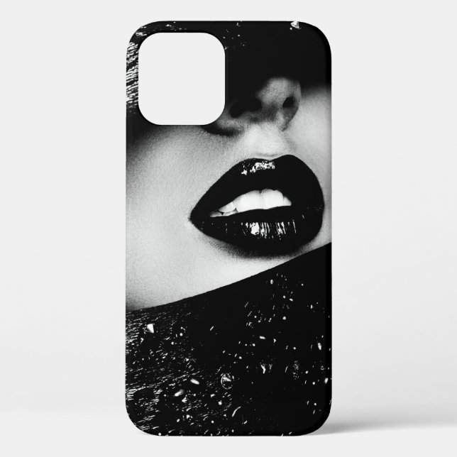 Coques Case-Mate iPhone Lèvres sensuelles monochromes en cadre noir (Verso)