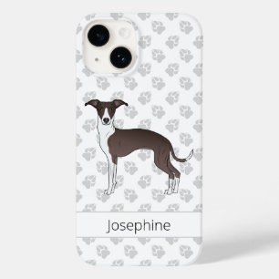 Coque Pour iPhone 14 Lévrier Italien Seal Et Blanc Avec Nom Personnalis