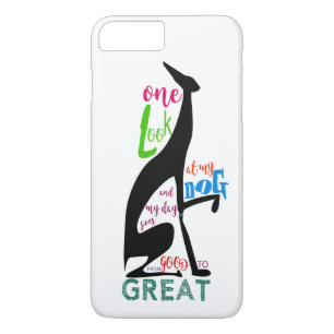 Coque iPhone 7 Plus Lévrier Silhouette Italienne J'aime Mon Chien Élég