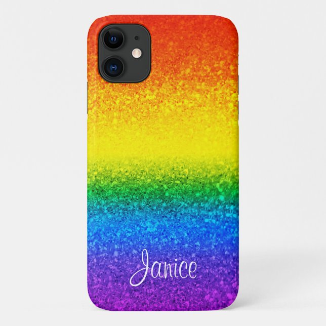 Coques Case-Mate iPhone LGBT Pride Rainbow Parties scintillant Nom des ban (Dos)