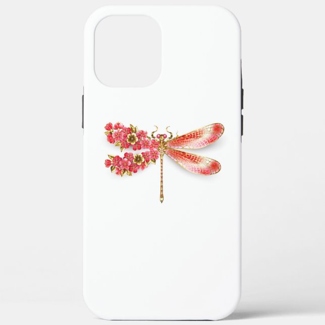 Coques Case-Mate iPhone libellule de fleurs avec sakura de bijoux (Verso)