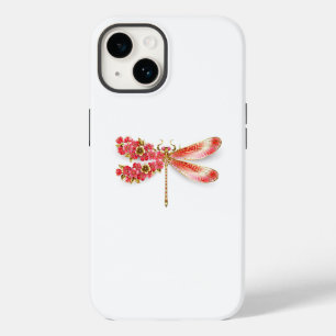 Coque Pour iPhone 14 libellule de fleurs avec sakura de bijoux