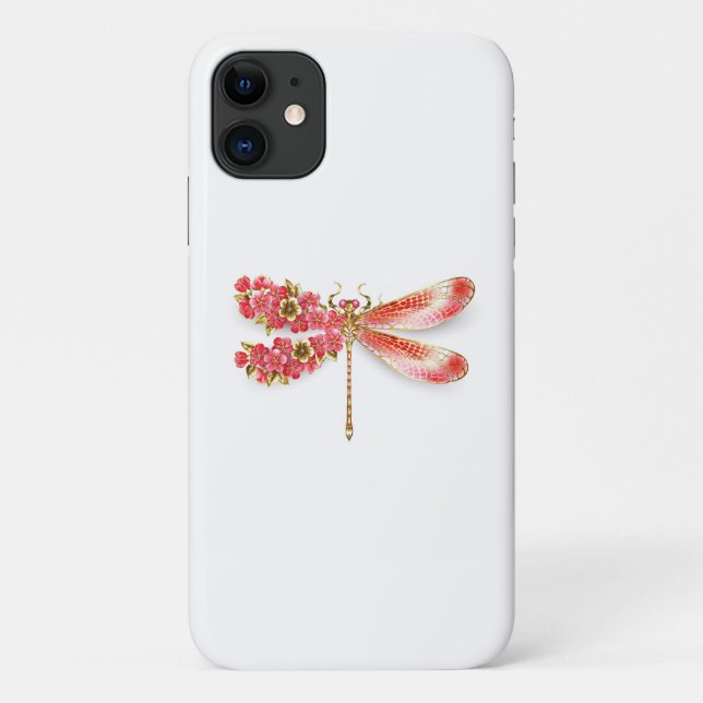 Coques Case-Mate iPhone libellule de fleurs avec sakura de bijoux (Dos)