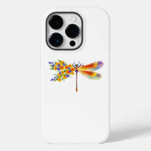 Coque Pour iPhone 14 Pro libellule de fleurs jaunes