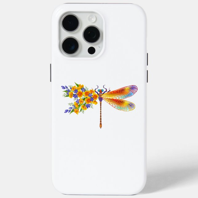 Coques Case-Mate iPhone libellule de fleurs jaunes (Verso)