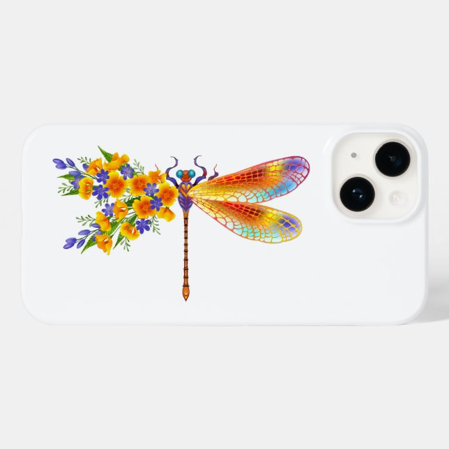 Coques Case-Mate iPhone Libellule Fleur Jaune (Verso (horizontal))