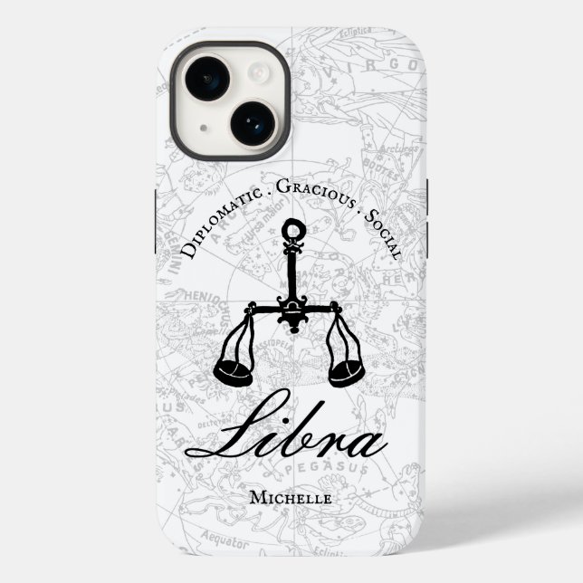 Coques Case-Mate iPhone Libra Zodiac Astrologie Personnalité Blanc Personn (Verso)