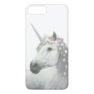 Coque iPhone 7 Plus Licorne d'esprit avec des fleurs dans la crinière