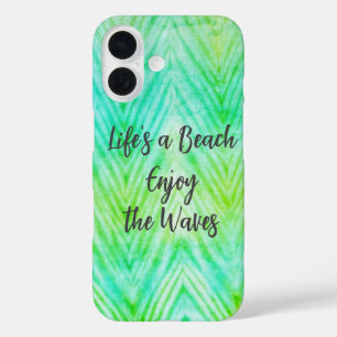 Coques iPhone 16 Life's a Beach Profitez de la citation texture ble