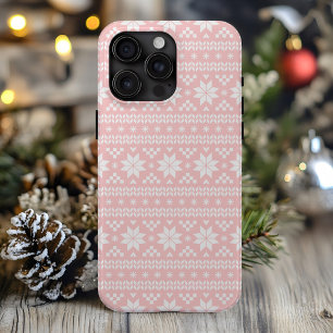 Coque iPhone 15 Pro Max Light Rose Fair Isle Sweat de Noël Motif