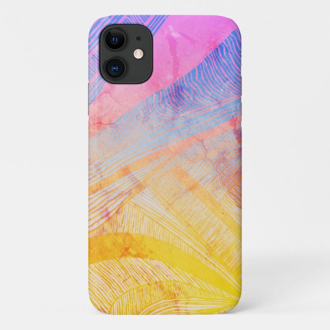 Coques Case-Mate iPhone Ligne d'onde jaune et violet (Dos)