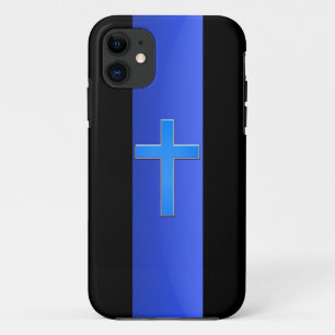 Coques Pour iPhone Ligne et croix bleu mince