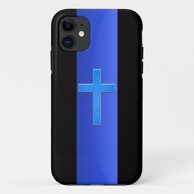 Coques Case-Mate iPhone Ligne et croix bleu mince (Dos)