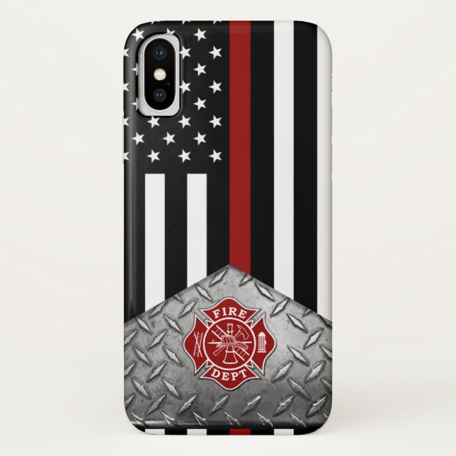 Coques Case-Mate iPhone Ligne rouge mince des pompiers (Dos)
