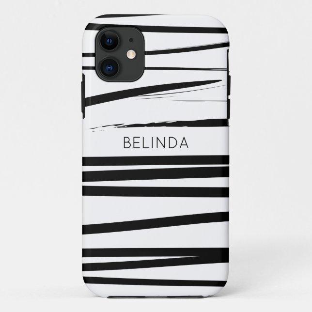 Coques Case-Mate iPhone Lignes blanches et noires modernes personnalisées  (Dos)