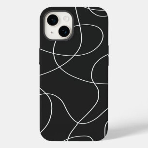 Coque Pour iPhone 14 Lignes blanches sur noir