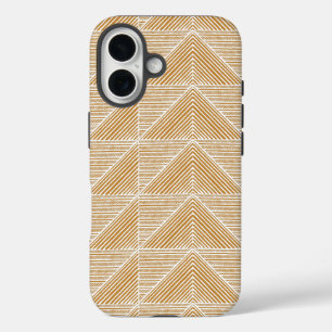 Coques iPhone 16 Lignes Chevron Abstraites modernes en Jaune de mou
