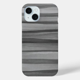 Coque Pour iPhone 15 Lignes d'aquarelle gris charbon moderne Motif